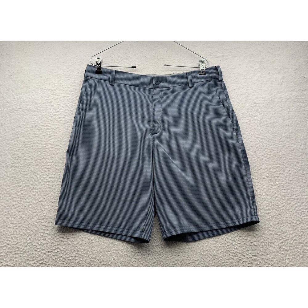 Nike Golf Performance Shorts Mens 33x9.5 Blue Gray Striped Stretch Casual Sports